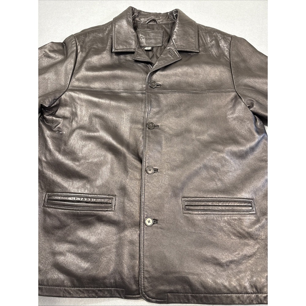 Leather Jacket Men MEDIUM Black Full Zip And Button QUILTED LINED  KNIGHTSBRIDGE